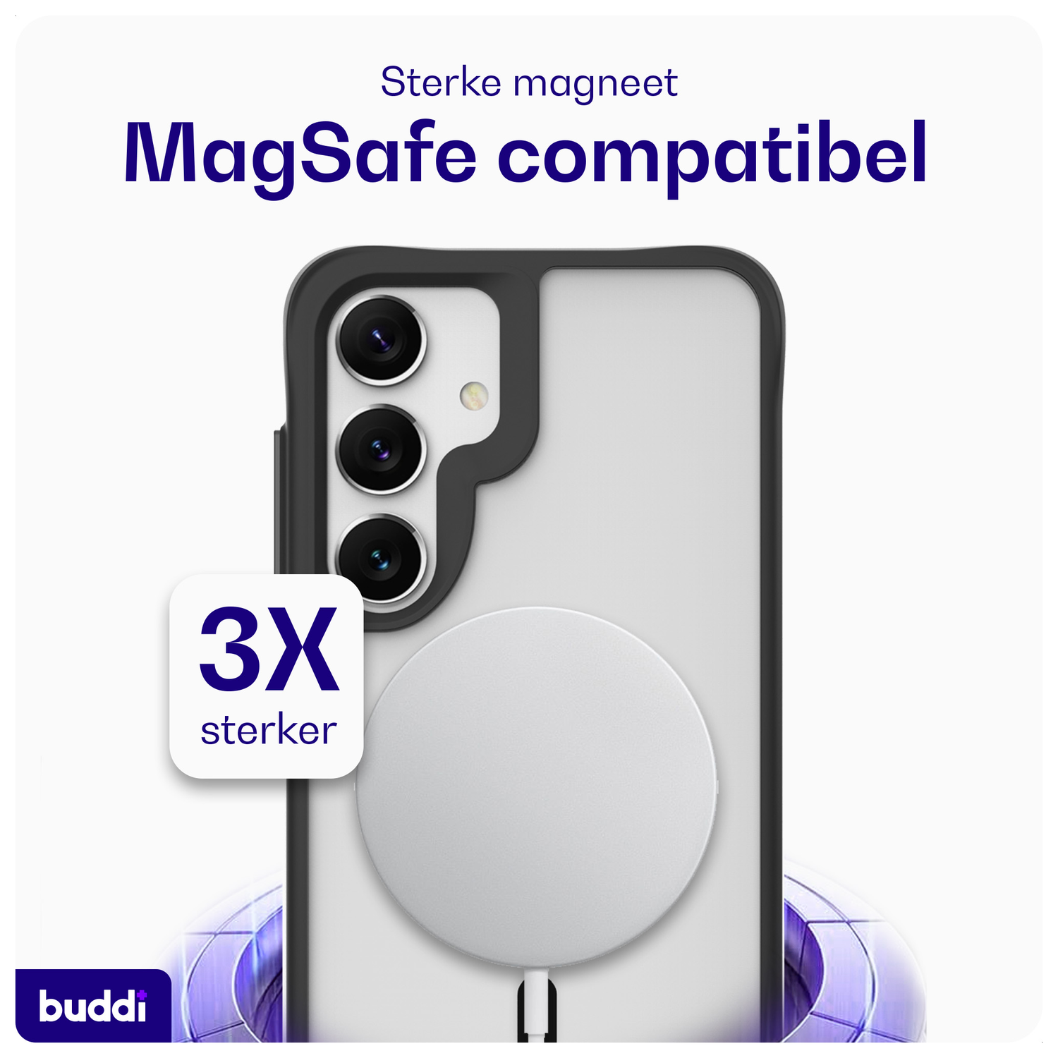 Buddi Hybrid Samsung Galaxy S25 Plus / S24 Plus Hoesje MagSafe Matte Zwart afbeelding 3