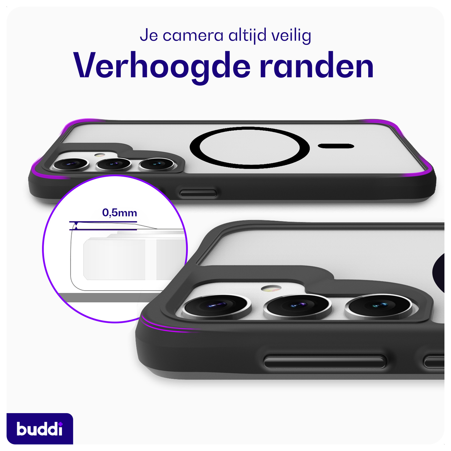 Buddi Hybrid Samsung Galaxy S25 Plus / S24 Plus Hoesje MagSafe Matte Zwart afbeelding 5