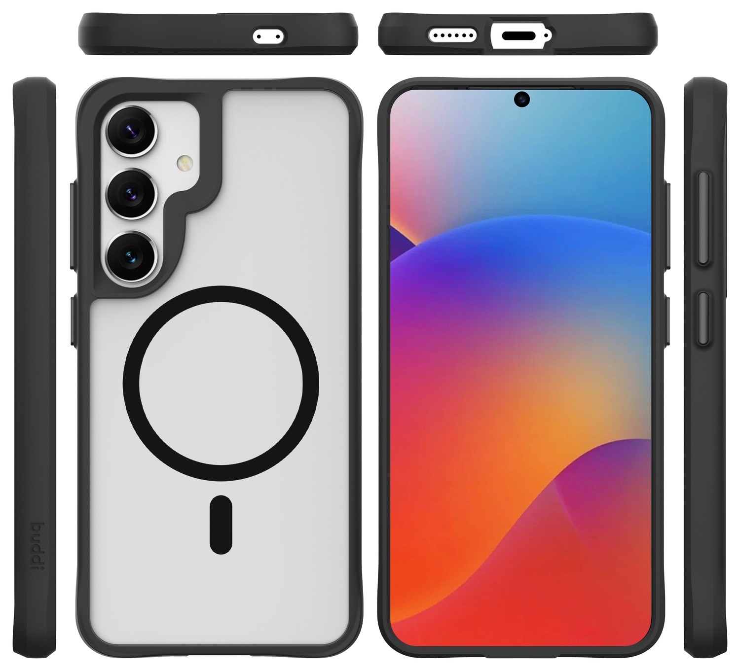 Buddi Hybrid Samsung Galaxy S25 Plus / S24 Plus Hoesje MagSafe Matte Zwart afbeelding 9