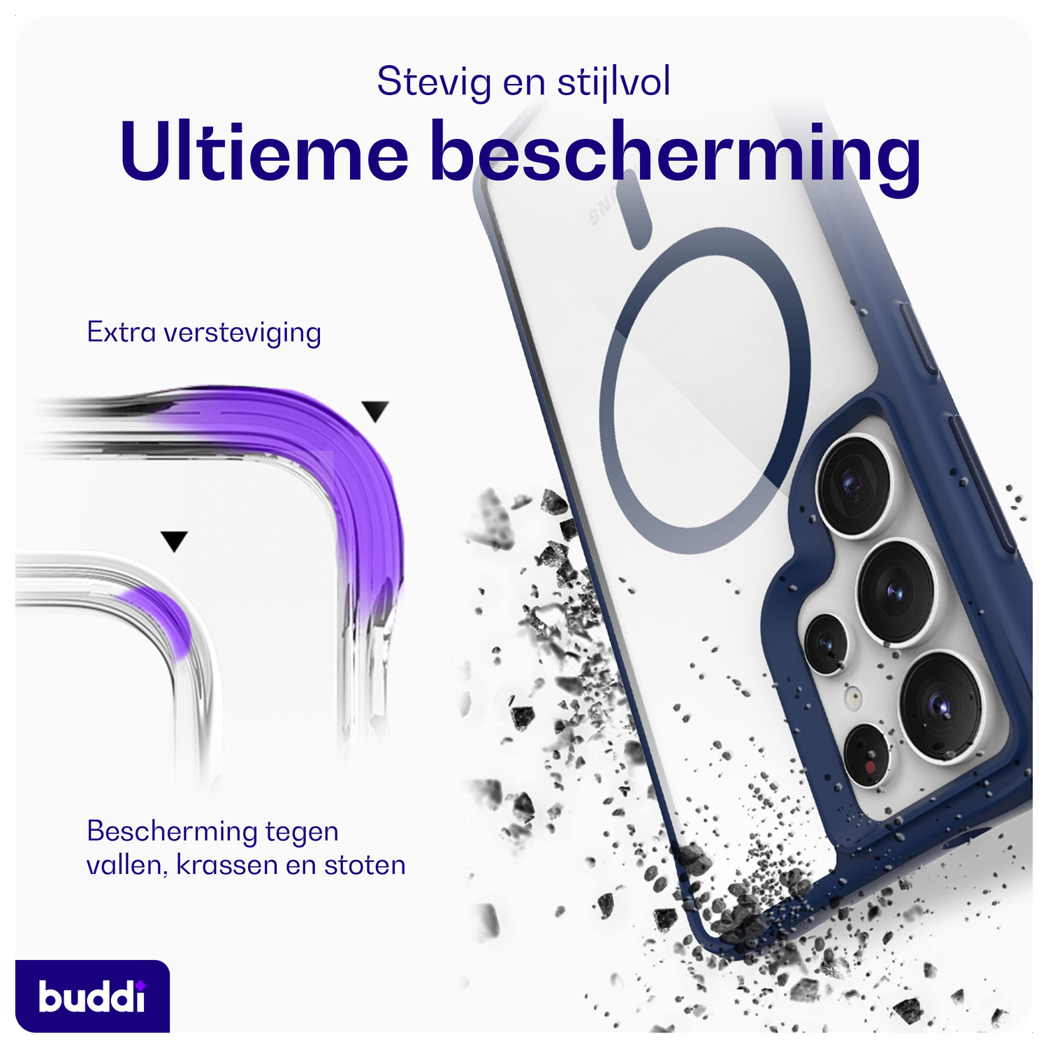 Buddi Hybrid Samsung Galaxy S25 Ultra Hoesje MagSafe Transparant Blauw afbeelding 2