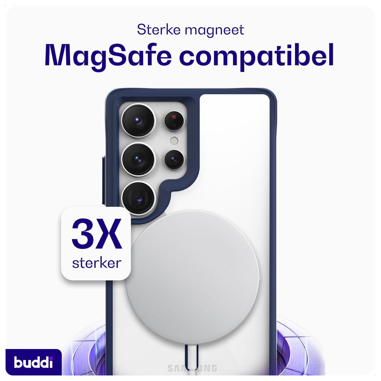 Buddi Hybrid Samsung Galaxy S25 Ultra Hoesje MagSafe Transparant Blauw afbeelding 3