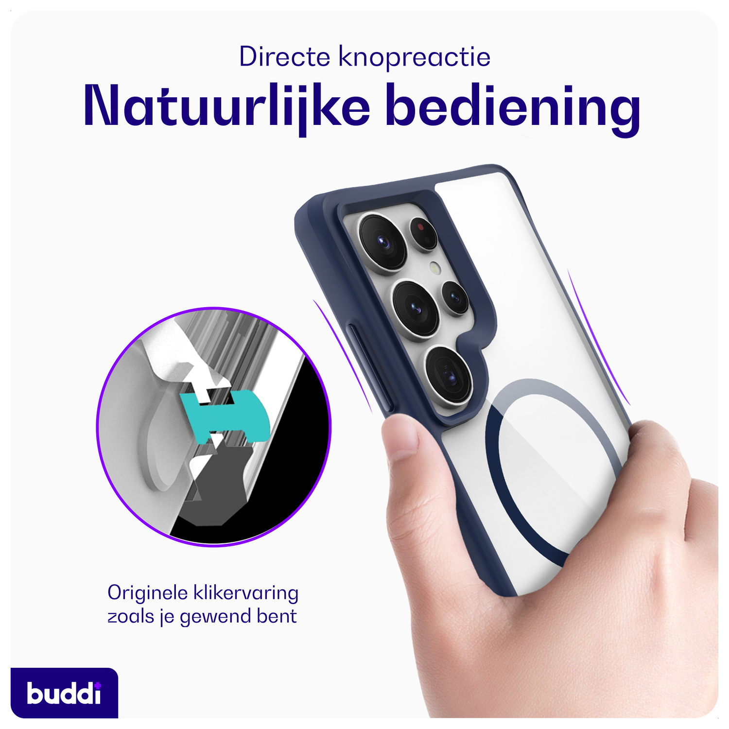 Buddi Hybrid Samsung Galaxy S25 Ultra Hoesje MagSafe Transparant Blauw afbeelding 4
