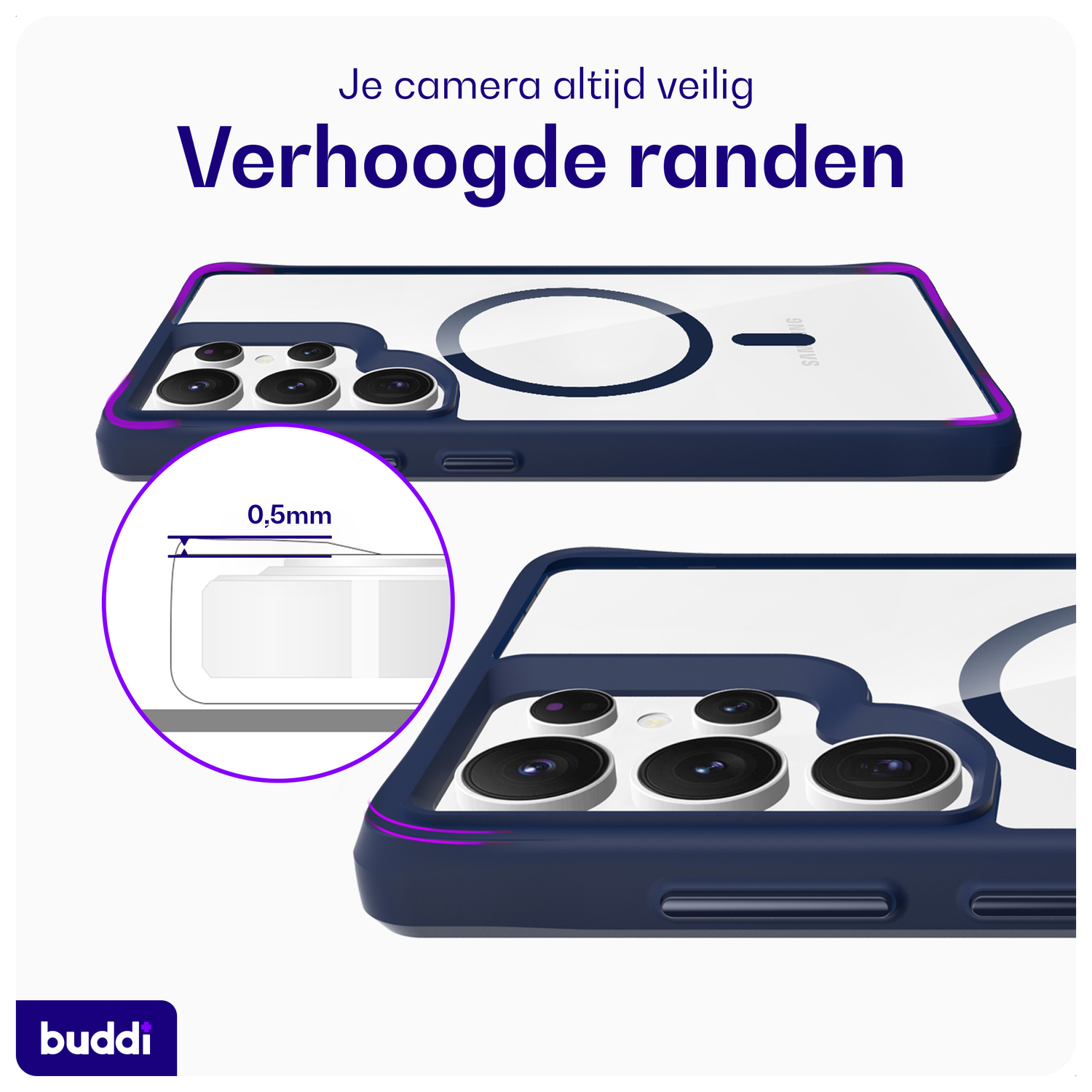 Buddi Hybrid Samsung Galaxy S25 Ultra Hoesje MagSafe Transparant Blauw afbeelding 5
