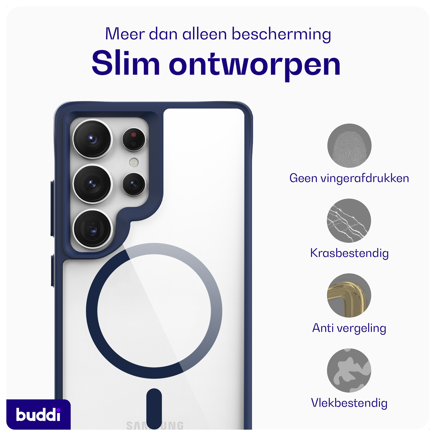 Buddi Hybrid Samsung Galaxy S25 Ultra Hoesje MagSafe Transparant Blauw afbeelding 6