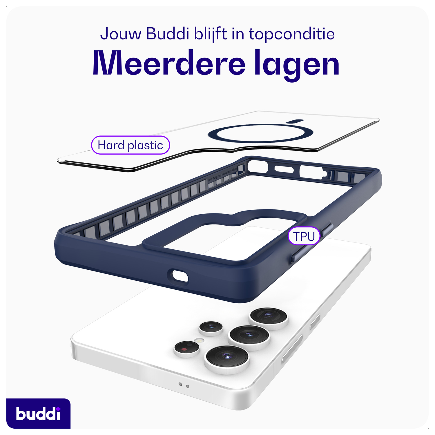 Buddi Hybrid Samsung Galaxy S25 Ultra Hoesje MagSafe Transparant Blauw afbeelding 7