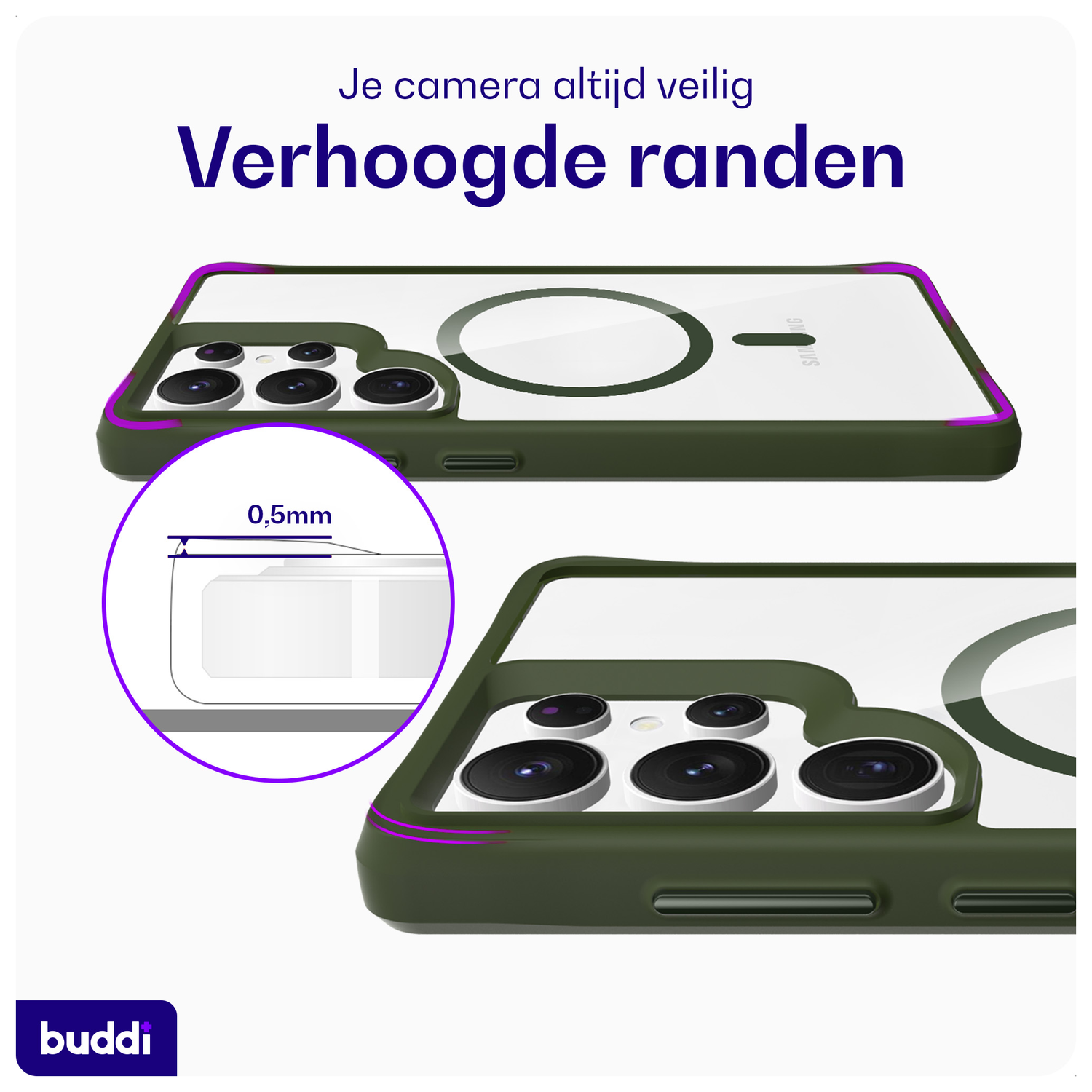 Buddi Hybrid Samsung Galaxy S25 Ultra Hoesje MagSafe Transparant Groen afbeelding 5