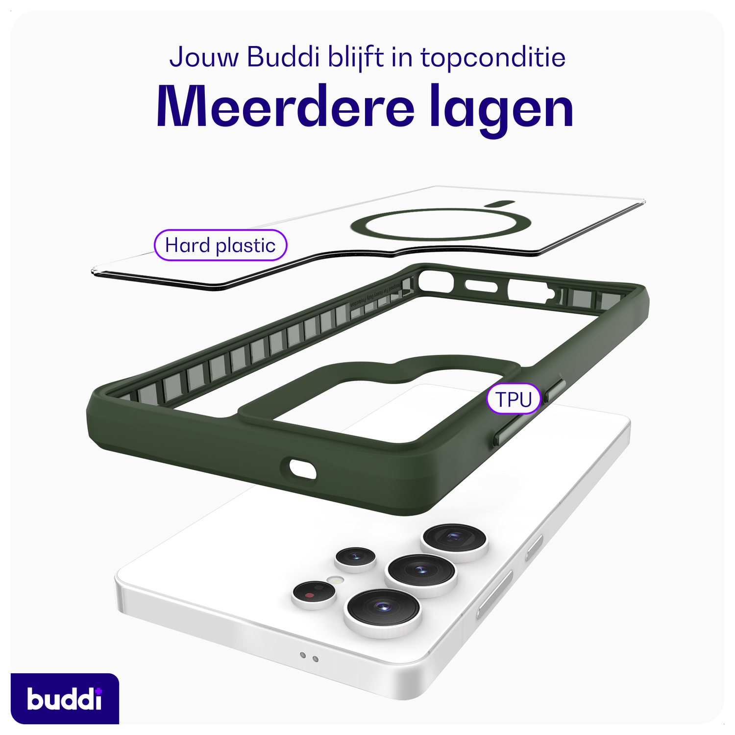 Buddi Hybrid Samsung Galaxy S25 Ultra Hoesje MagSafe Transparant Groen afbeelding 7