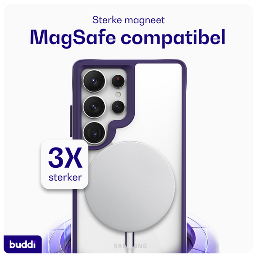 Buddi Hybrid Samsung Galaxy S25 Ultra Hoesje MagSafe Transparant Paars afbeelding 3
