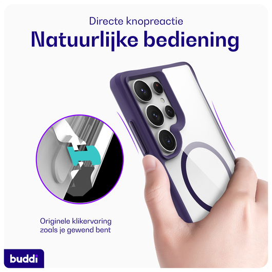 Buddi Hybrid Samsung Galaxy S25 Ultra Hoesje MagSafe Transparant Paars afbeelding 4