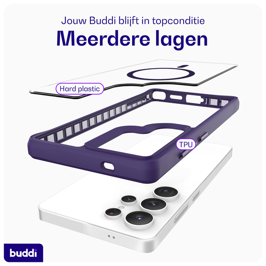 Buddi Hybrid Samsung Galaxy S25 Ultra Hoesje MagSafe Transparant Paars afbeelding 7