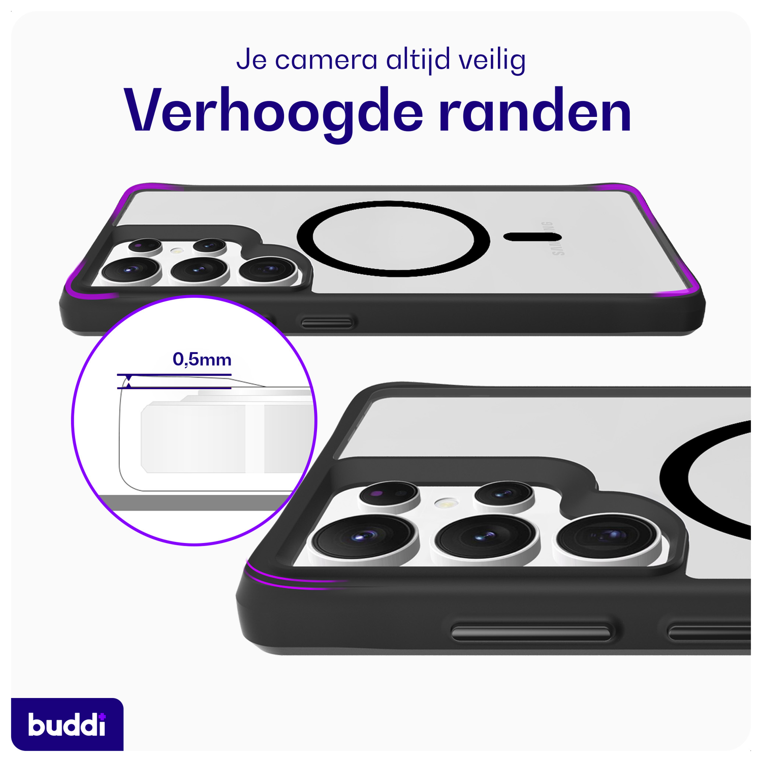 Buddi Hybrid Samsung Galaxy S25 Ultra Hoesje MagSafe Matte Zwart afbeelding 5