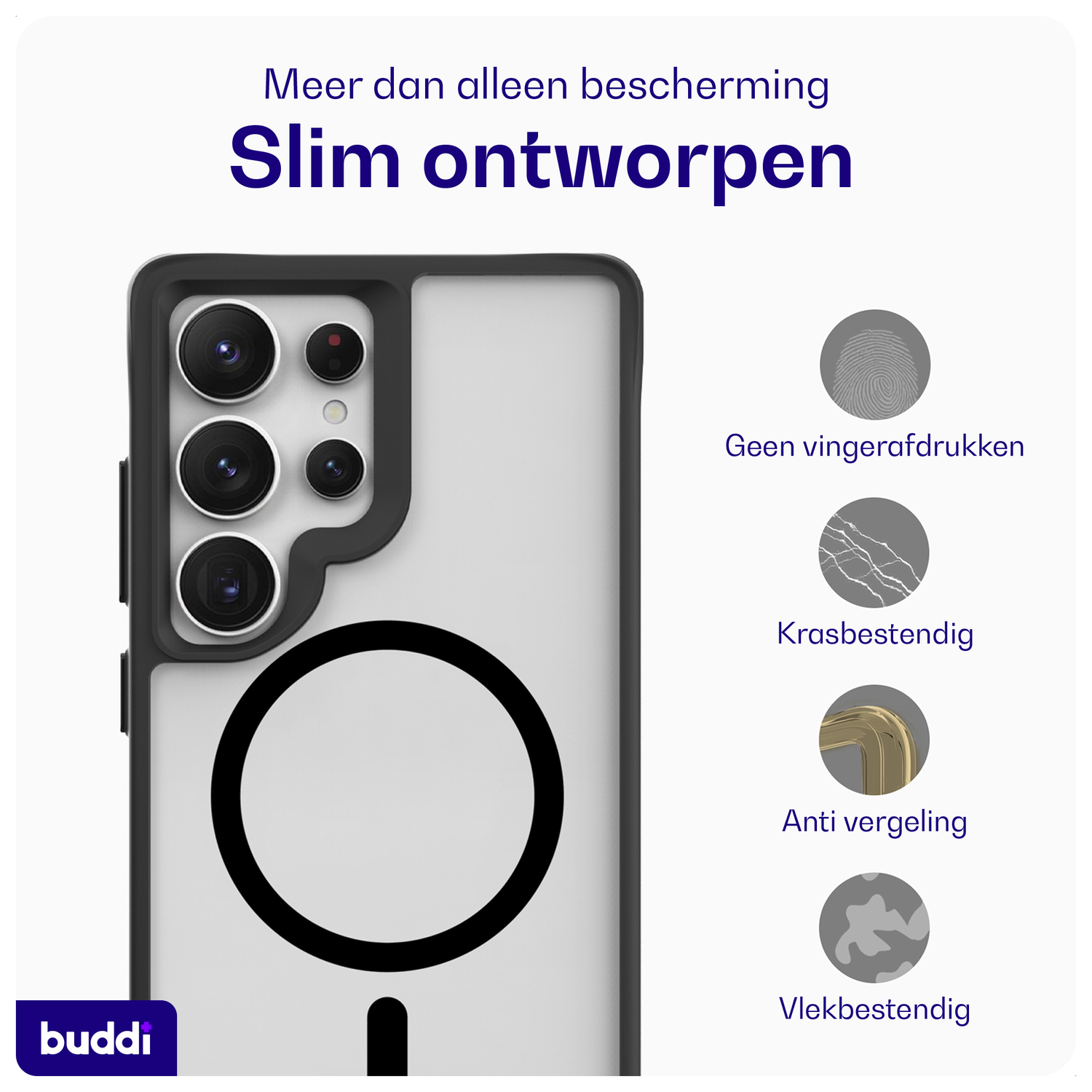 Buddi Hybrid Samsung Galaxy S25 Ultra Hoesje MagSafe Matte Zwart afbeelding 6
