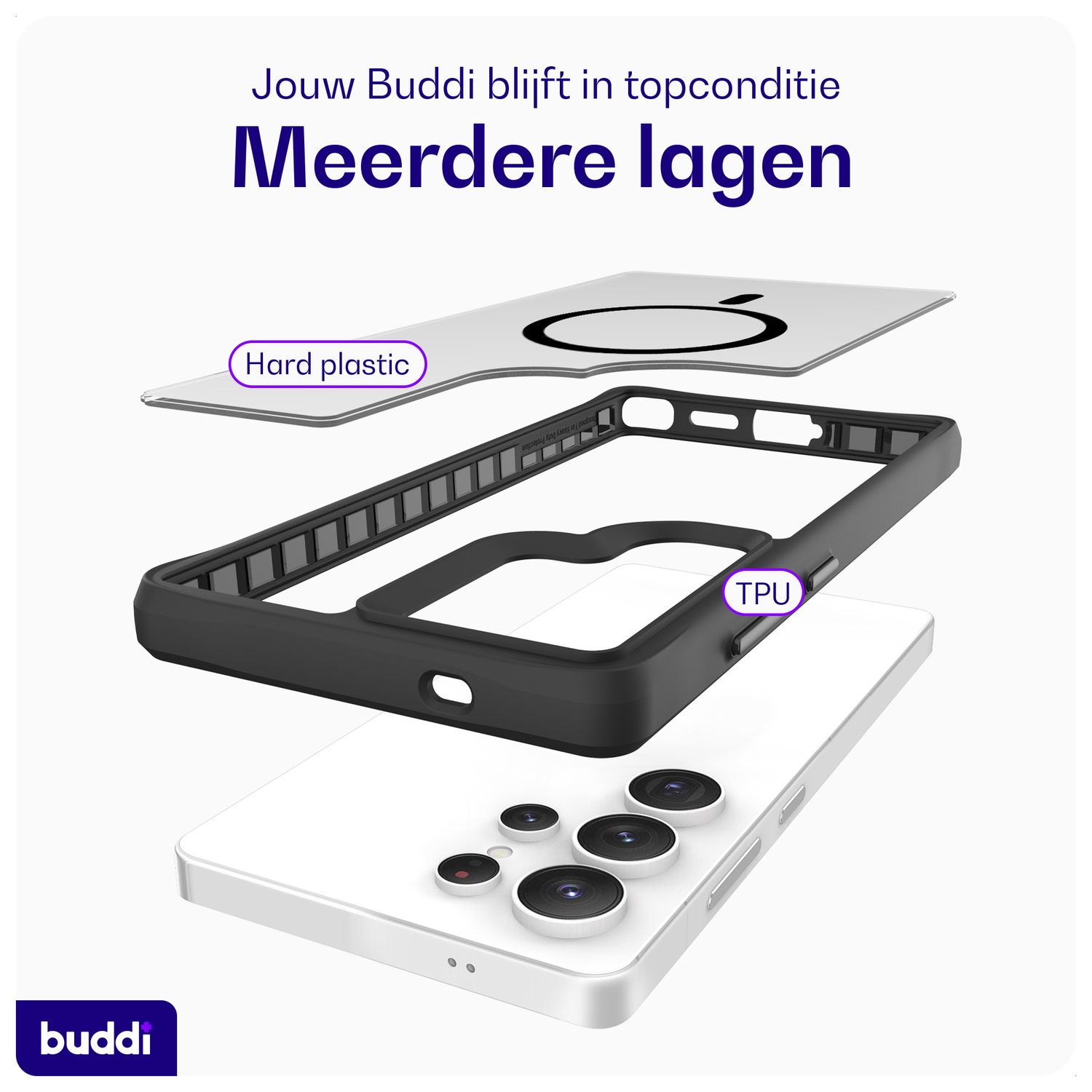 Buddi Hybrid Samsung Galaxy S25 Ultra Hoesje MagSafe Matte Zwart afbeelding 7