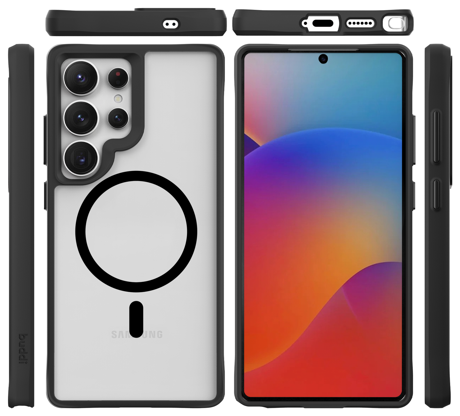 Buddi Hybrid Samsung Galaxy S25 Ultra Hoesje MagSafe Matte Zwart afbeelding 9