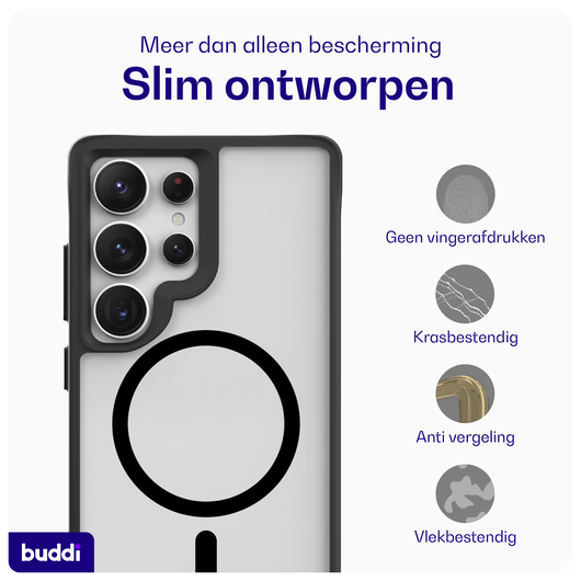 Buddi Hybrid Samsung Galaxy S25 Ultra Hoesje MagSafe Matte Zwart afbeelding 6