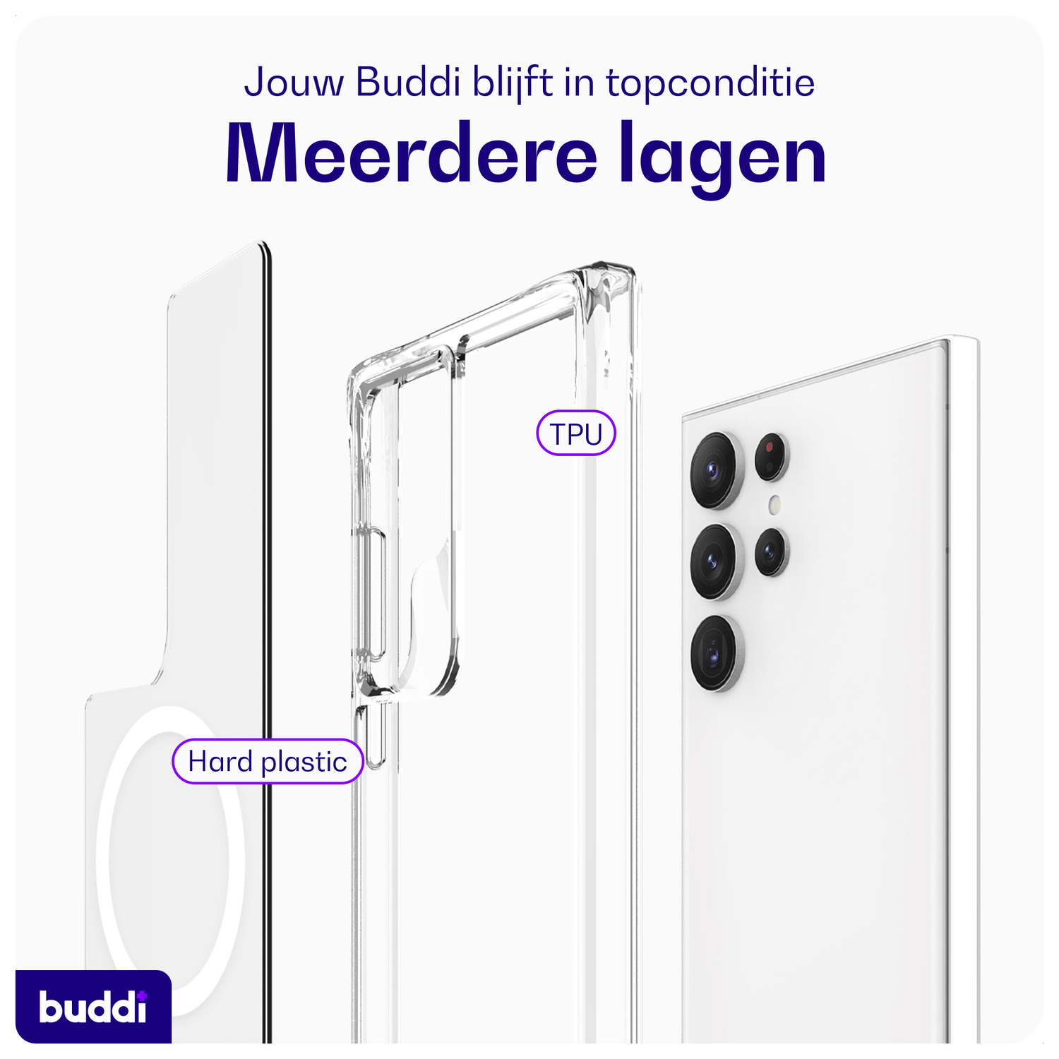 Buddi Core Samsung Galaxy S24 Ultra Hoesje MagSafe Back Cover Transparant afbeelding 6
