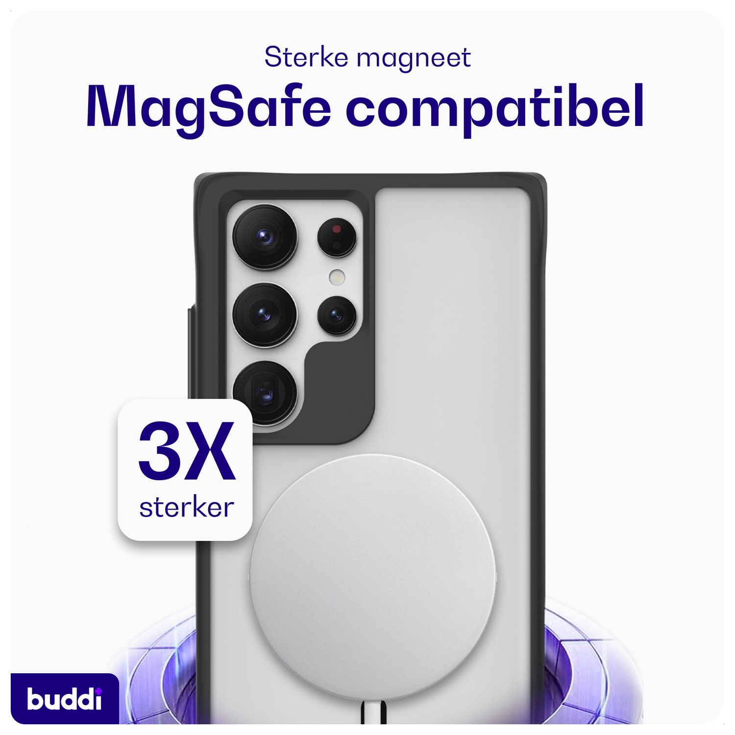 Buddi Hybrid Samsung Galaxy S24 Ultra Hoesje MagSafe Matte Zwart afbeelding 3