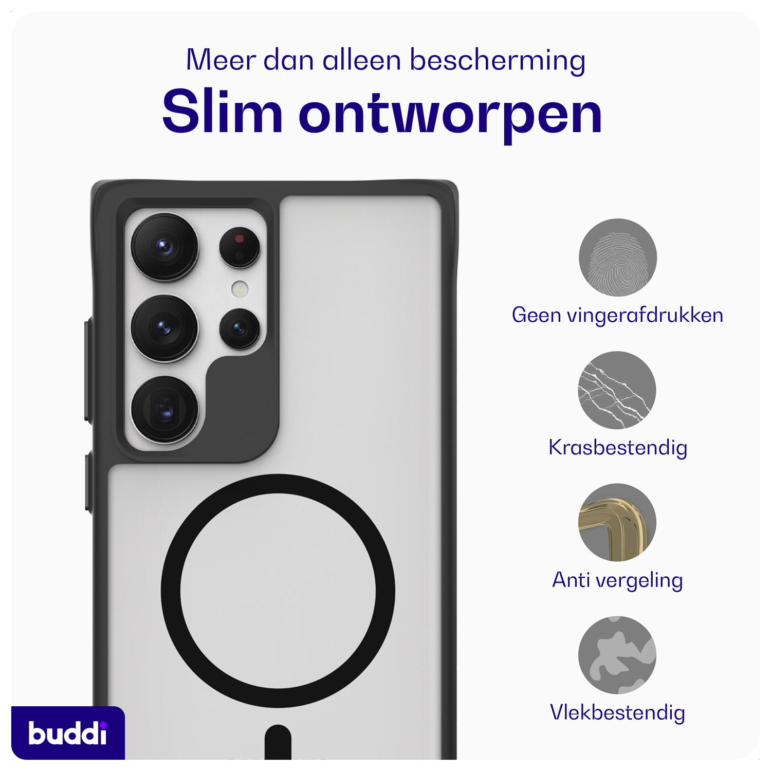 Buddi Hybrid Samsung Galaxy S24 Ultra Hoesje MagSafe Matte Zwart afbeelding 6
