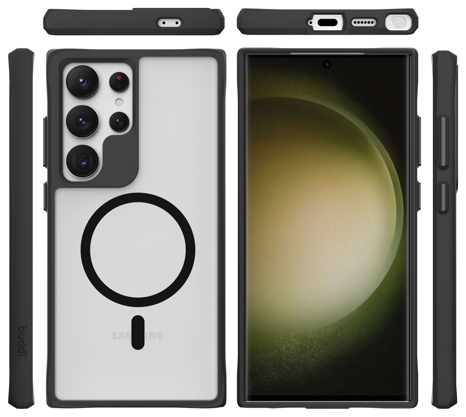 Buddi Hybrid Samsung Galaxy S24 Ultra Hoesje MagSafe Matte Zwart afbeelding 9