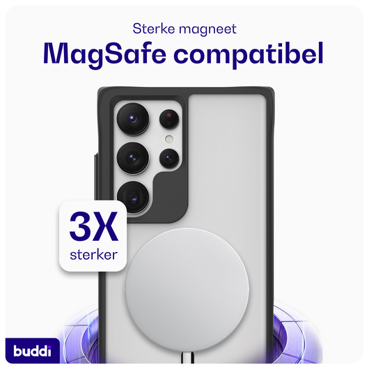 Buddi Hybrid Samsung Galaxy S24 Ultra Hoesje MagSafe Matte Zwart afbeelding 3