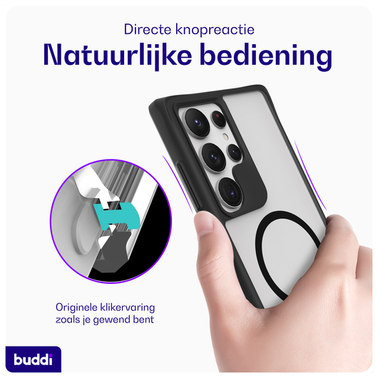 Buddi Hybrid Samsung Galaxy S24 Ultra Hoesje MagSafe Matte Zwart afbeelding 4