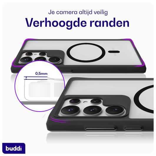 Buddi Hybrid Samsung Galaxy S24 Ultra Hoesje MagSafe Matte Zwart afbeelding 5