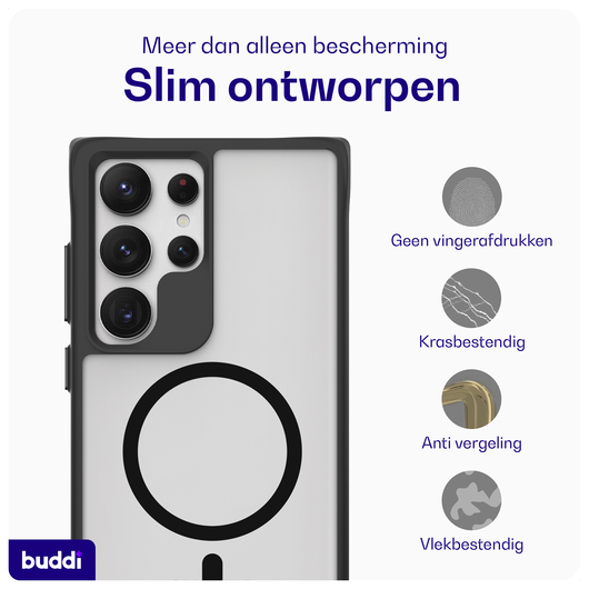 Buddi Hybrid Samsung Galaxy S24 Ultra Hoesje MagSafe Matte Zwart afbeelding 6