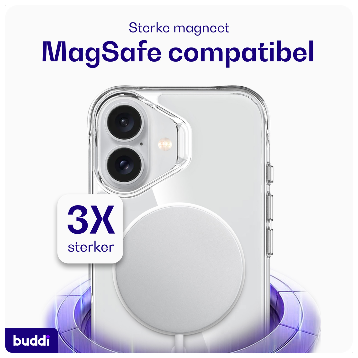 Buddi Core Apple iPhone 16 Hoesje MagSafe Back Cover Transparant afbeelding 3