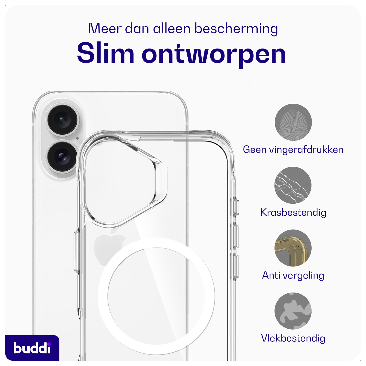 Buddi Core Apple iPhone 16 Hoesje MagSafe Back Cover Transparant afbeelding 4