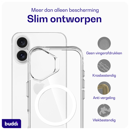 Buddi Core Apple iPhone 16 Hoesje MagSafe Back Cover Transparant afbeelding 4