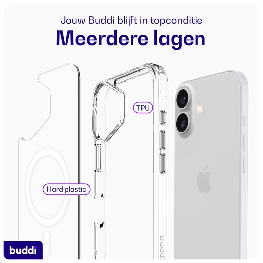 Buddi Core Apple iPhone 16 Hoesje MagSafe Back Cover Transparant afbeelding 6