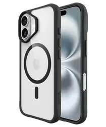 Buddi Hybrid Apple iPhone 16 Hoesje MagSafe Back Cover Transparant Zwart afbeelding