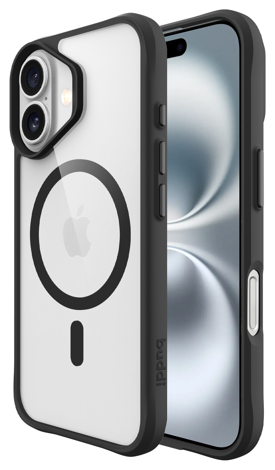 Buddi Hybrid Apple iPhone 16 Hoesje MagSafe Back Cover Transparant Zwart afbeelding 1