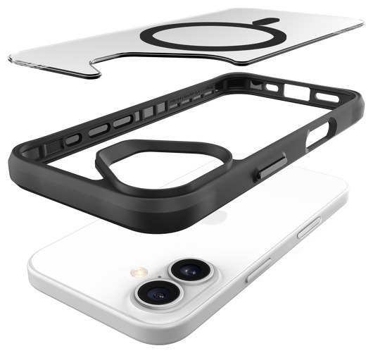 Buddi Hybrid Apple iPhone 16 Hoesje MagSafe Back Cover Transparant Zwart afbeelding 10