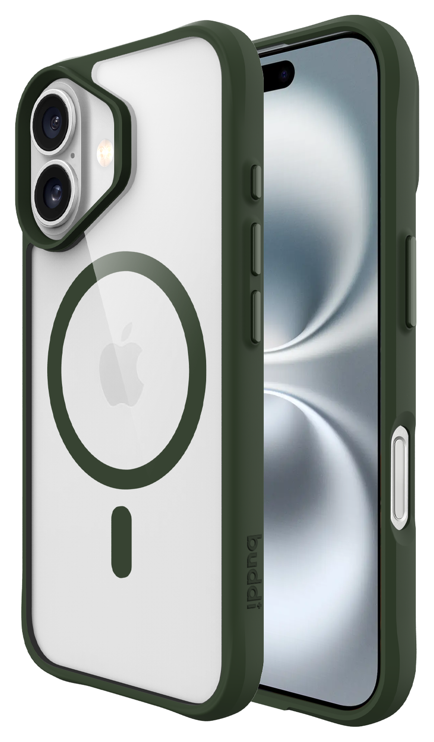 Buddi Hybrid Apple iPhone 16 Hoesje MagSafe Back Cover Transparant Groen afbeelding 1