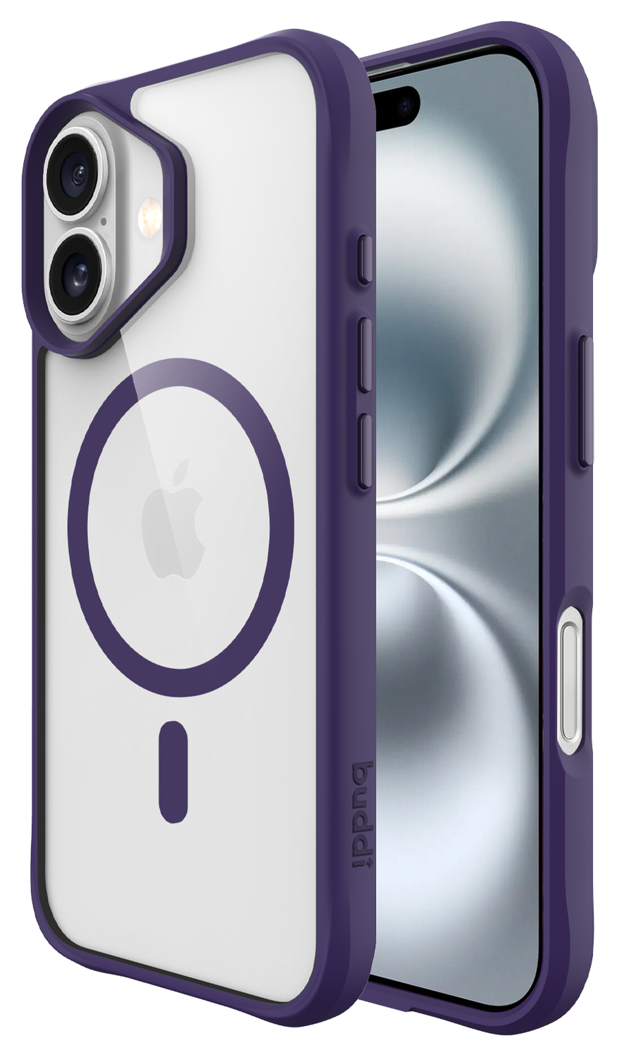 Buddi Hybrid Apple iPhone 16 Hoesje MagSafe Back Cover Transparant Paars afbeelding 1