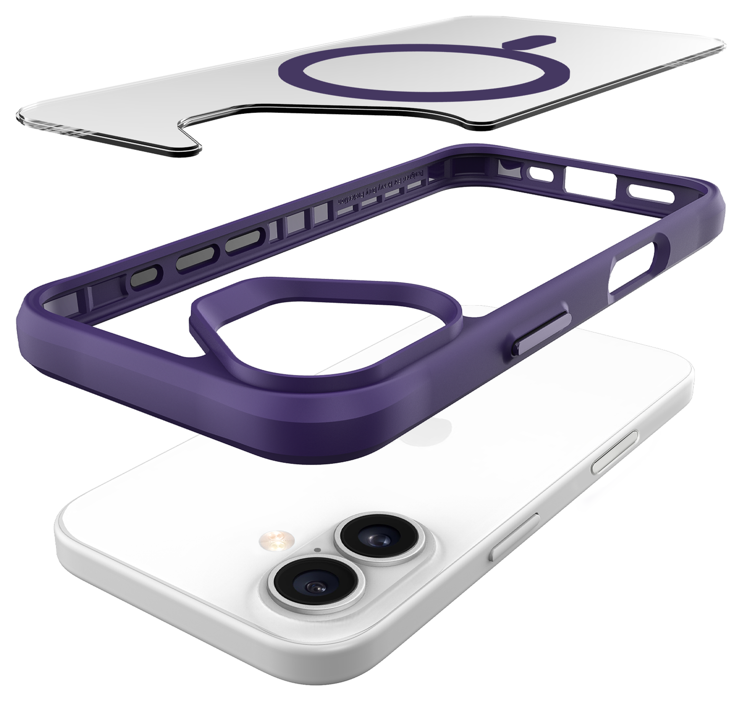 Buddi Hybrid Apple iPhone 16 Hoesje MagSafe Back Cover Transparant Paars afbeelding 10