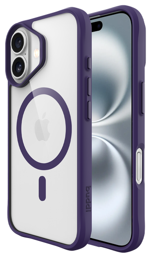 Buddi Hybrid Apple iPhone 16 Hoesje MagSafe Back Cover Transparant Paars afbeelding 1