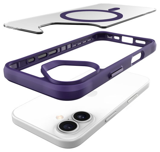 Buddi Hybrid Apple iPhone 16 Hoesje MagSafe Back Cover Transparant Paars afbeelding 10