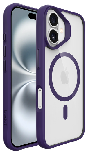 Buddi Hybrid Apple iPhone 16 Hoesje MagSafe Back Cover Transparant Paars afbeelding 8