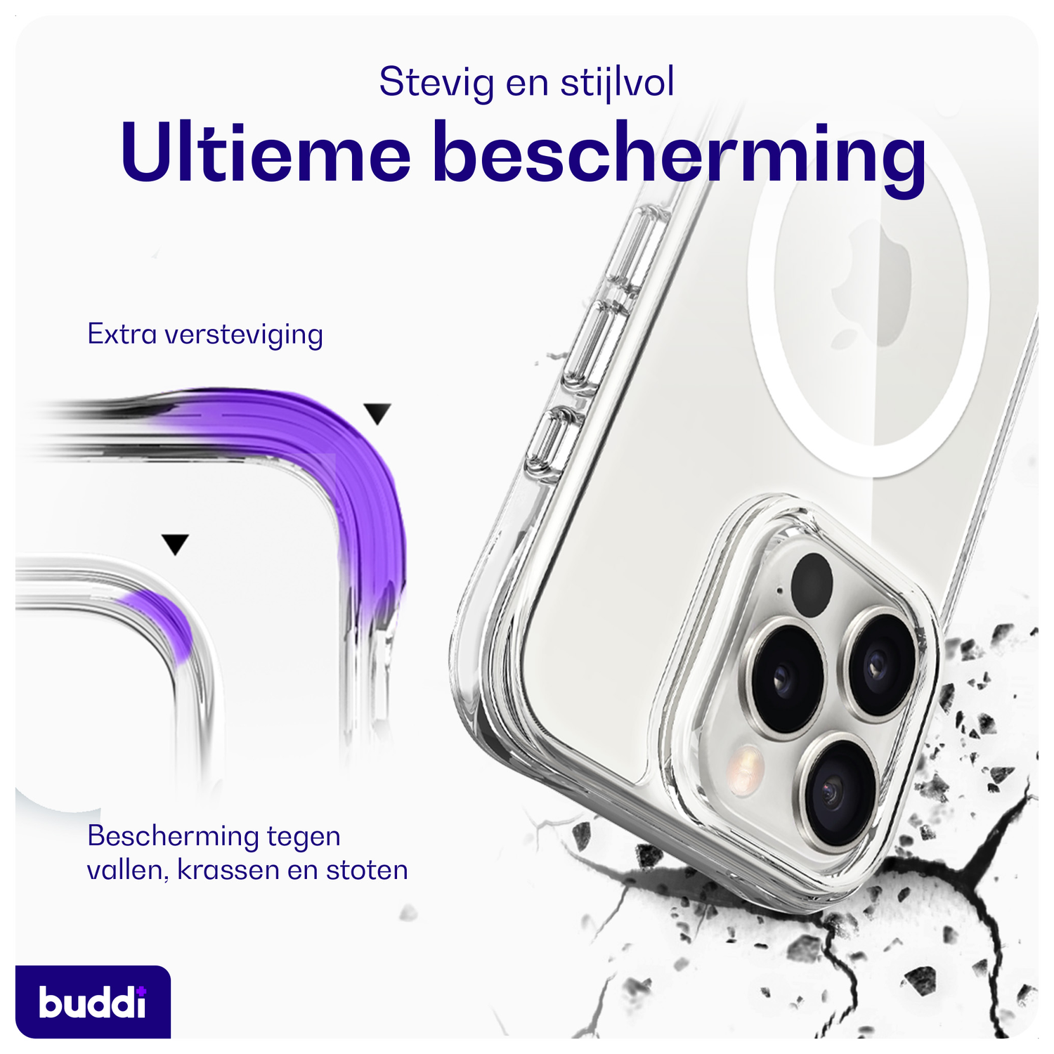 Buddi Core Apple iPhone 16 Pro Hoesje MagSafe Back Cover Transparant afbeelding 2
