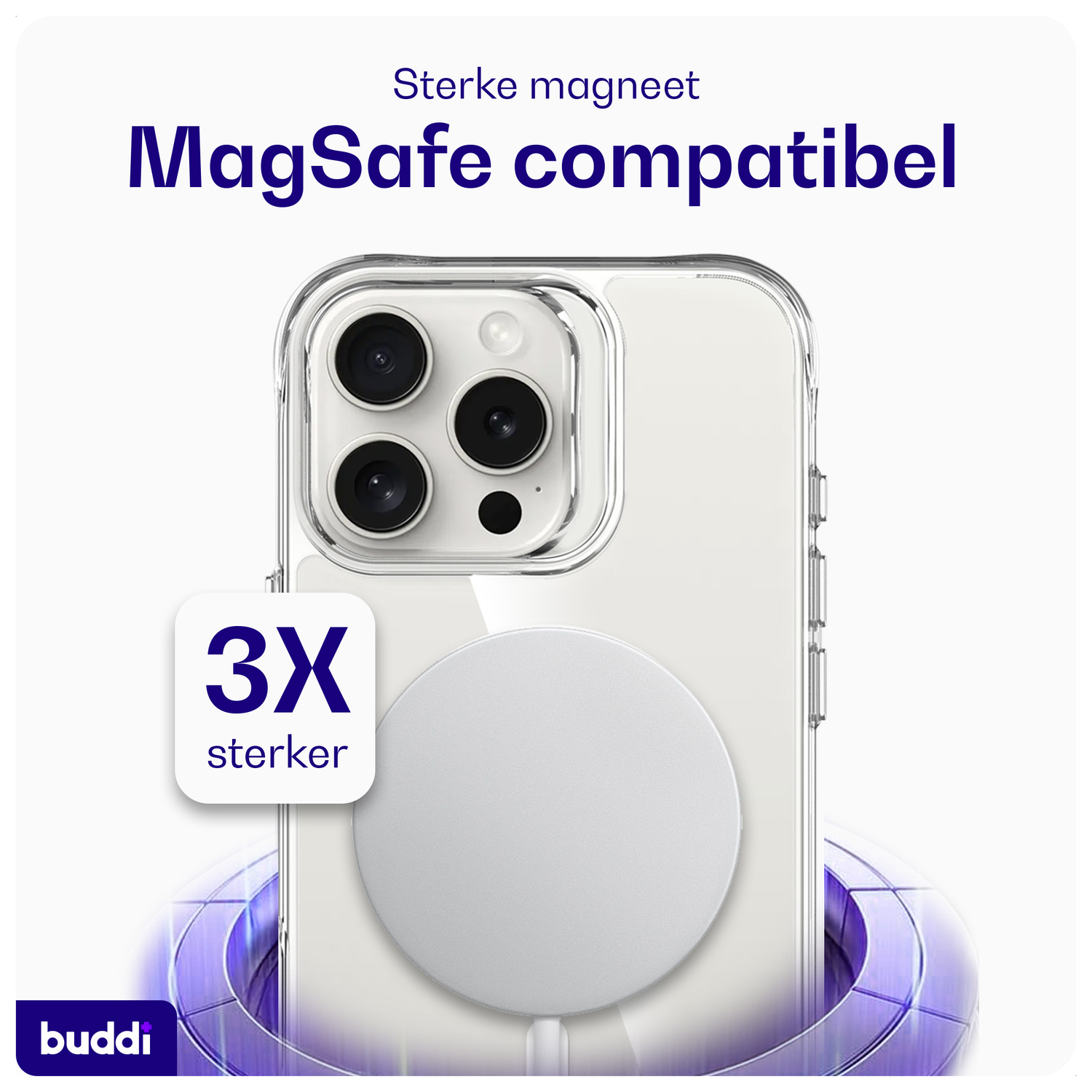 Buddi Core Apple iPhone 16 Pro Hoesje MagSafe Back Cover Transparant afbeelding 3