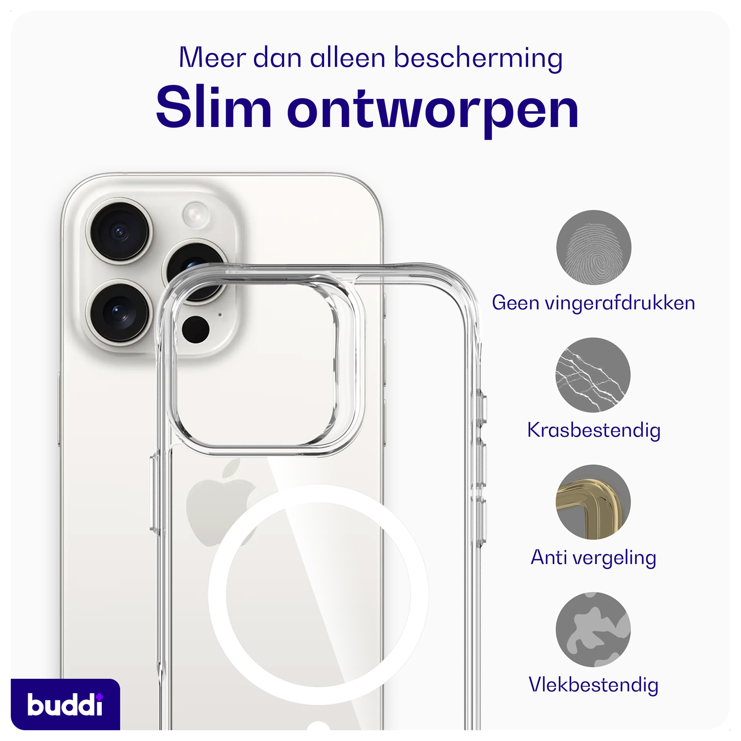Buddi Core Apple iPhone 16 Pro Hoesje MagSafe Back Cover Transparant afbeelding 4
