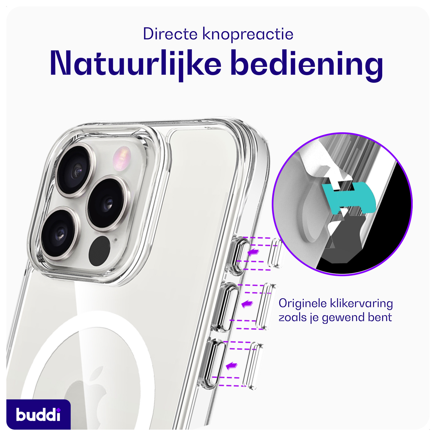 Buddi Core Apple iPhone 16 Pro Hoesje MagSafe Back Cover Transparant afbeelding 5