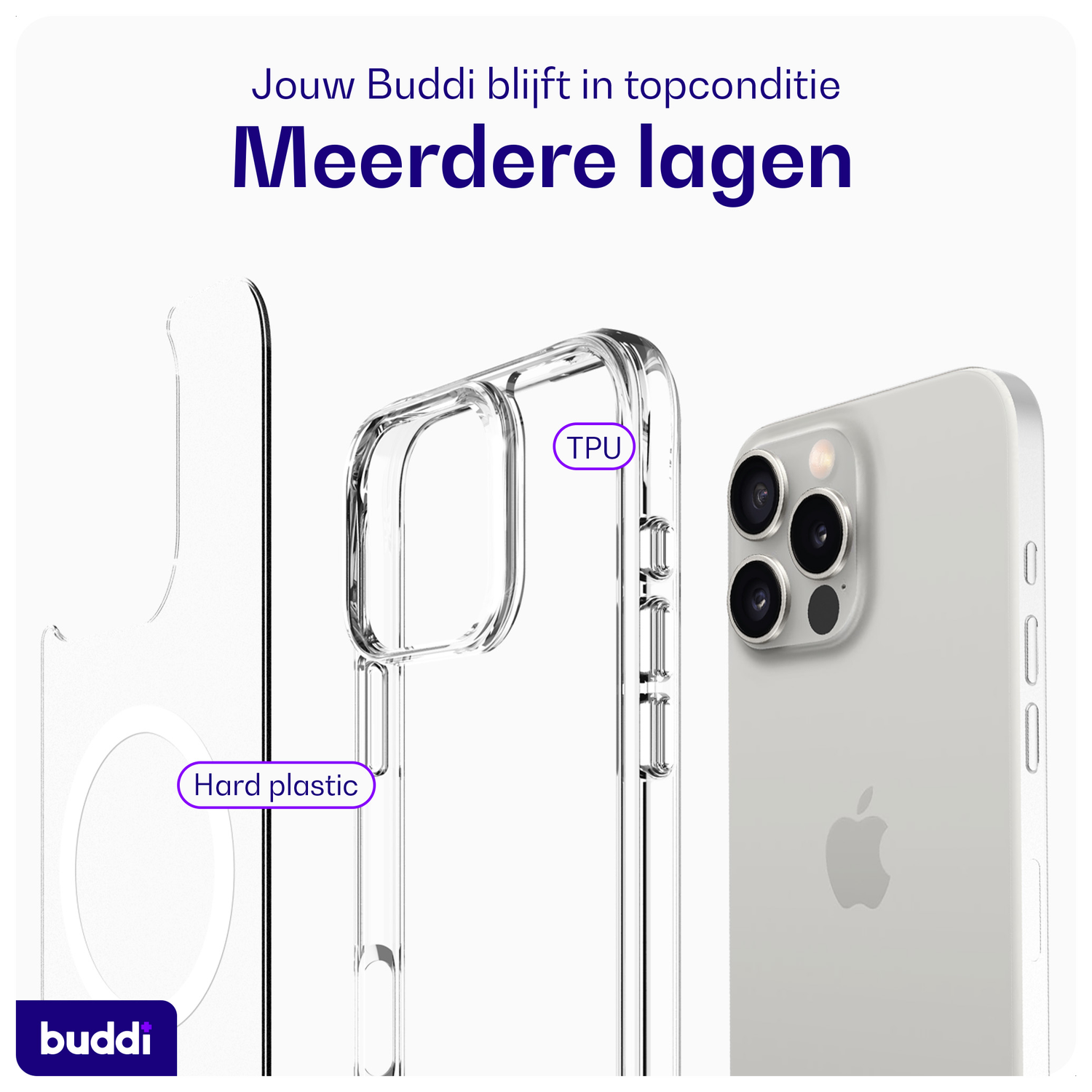 Buddi Core Apple iPhone 16 Pro Hoesje MagSafe Back Cover Transparant afbeelding 7