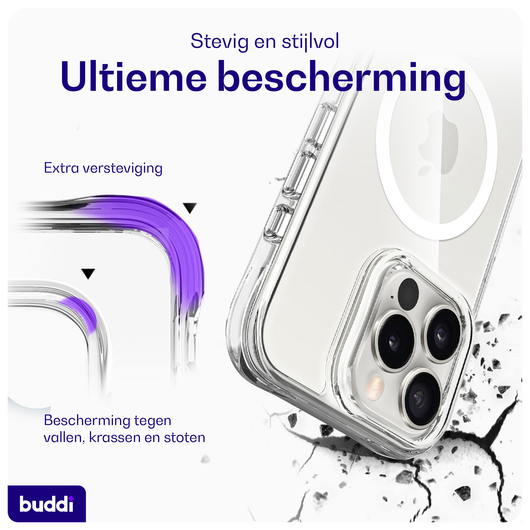 Buddi Core Apple iPhone 16 Pro Hoesje MagSafe Back Cover Transparant afbeelding 2