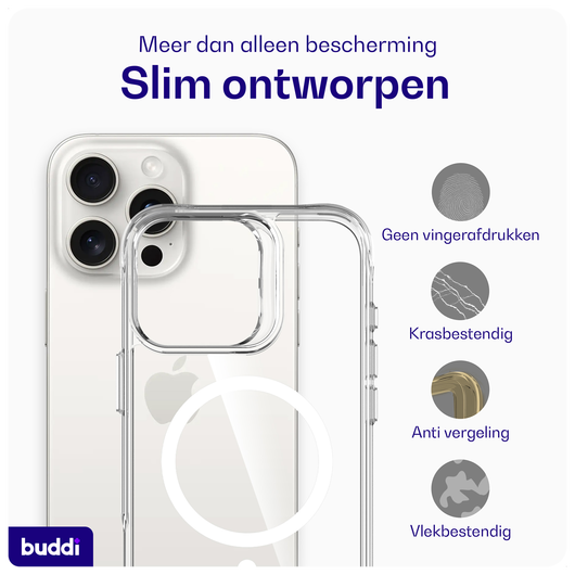 Buddi Core Apple iPhone 16 Pro Hoesje MagSafe Back Cover Transparant afbeelding 4