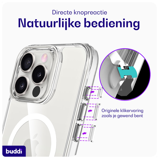 Buddi Core Apple iPhone 16 Pro Hoesje MagSafe Back Cover Transparant afbeelding 5