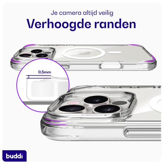 Buddi Core Apple iPhone 16 Pro Hoesje MagSafe Back Cover Transparant afbeelding 6