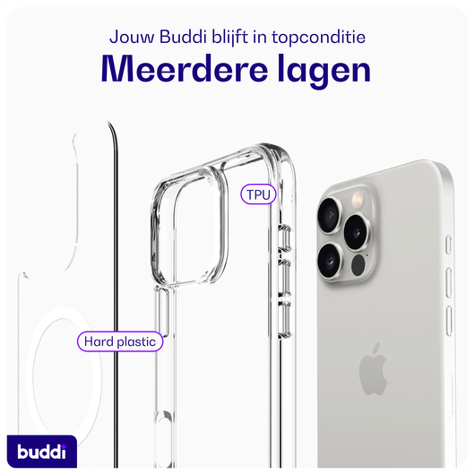 Buddi Core Apple iPhone 16 Pro Hoesje MagSafe Back Cover Transparant afbeelding 7